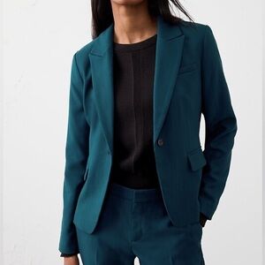 Banana Republic Classic Herringbone Teal 8 Tall Women's Blazer
